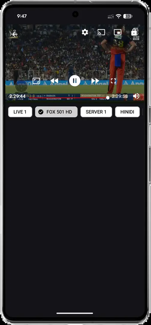 Krira TV Android video player screen